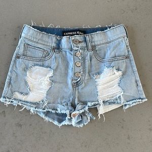Distressed 4 Button Express Jean Shorts